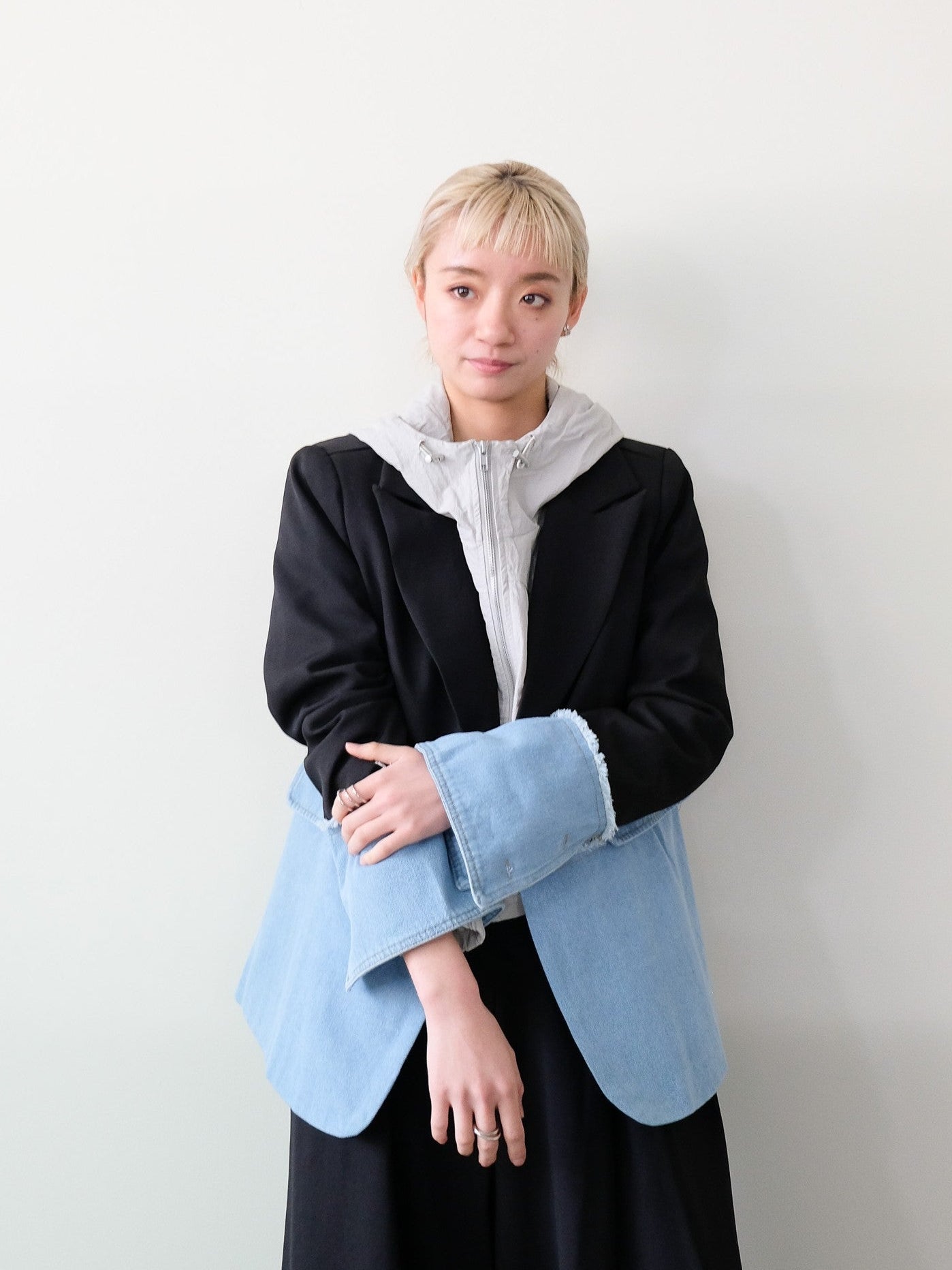 Denim Combination Tailored Jacket(デニム切替テーラードジャケット)[601585]black