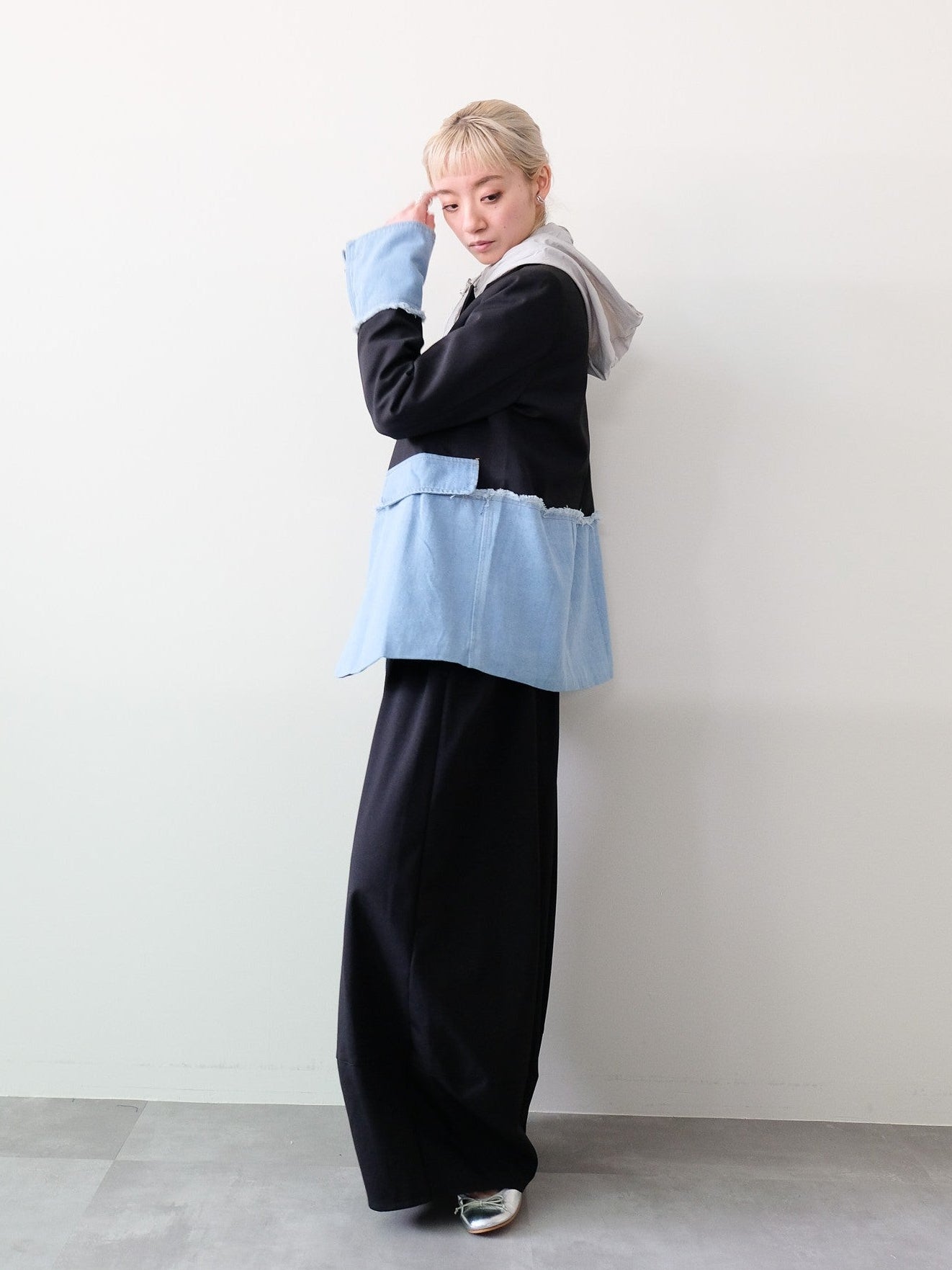 Denim Combination Tailored Jacket(デニム切替テーラードジャケット)[601585]black