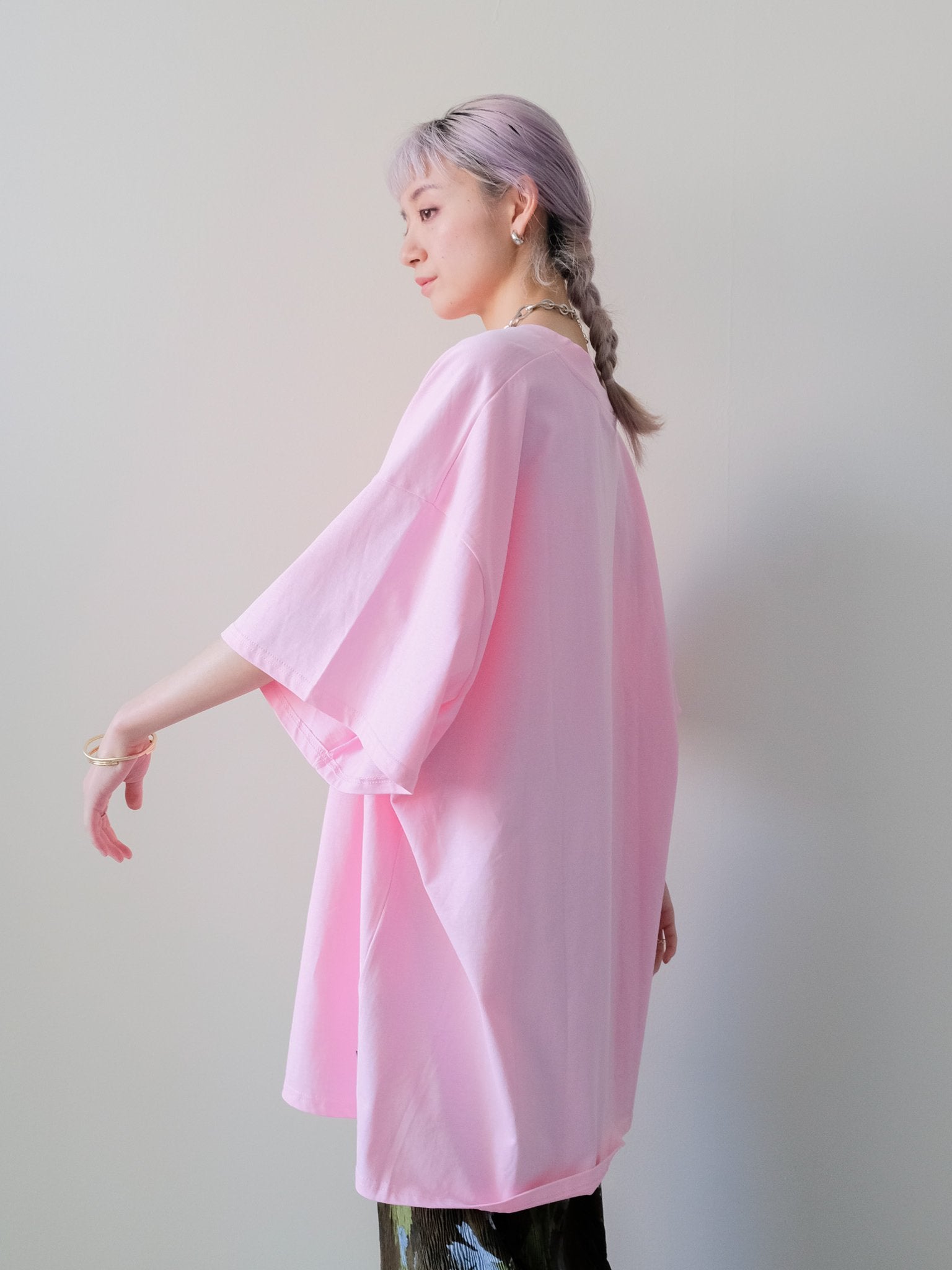 Loose V-neck Half Sleeve T-shirt(ルーズVネックハーフスリーブTシャツ)[601598]pink