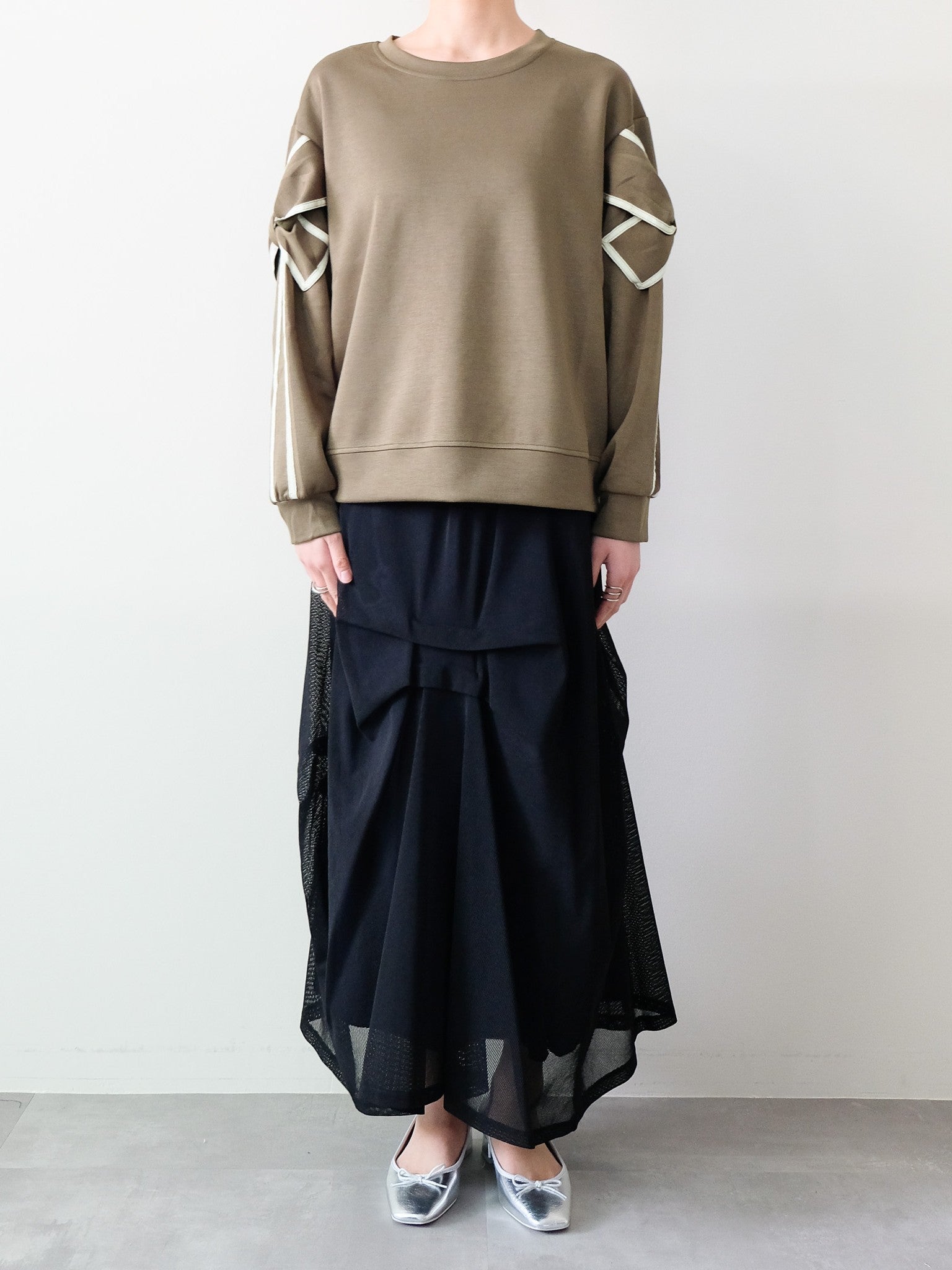 スリーブリボンステッチプルオーバー[601500]khaki
