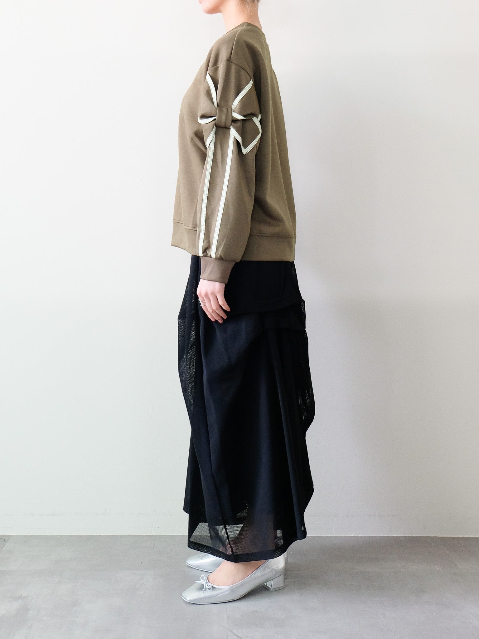 スリーブリボンステッチプルオーバー[601500]khaki