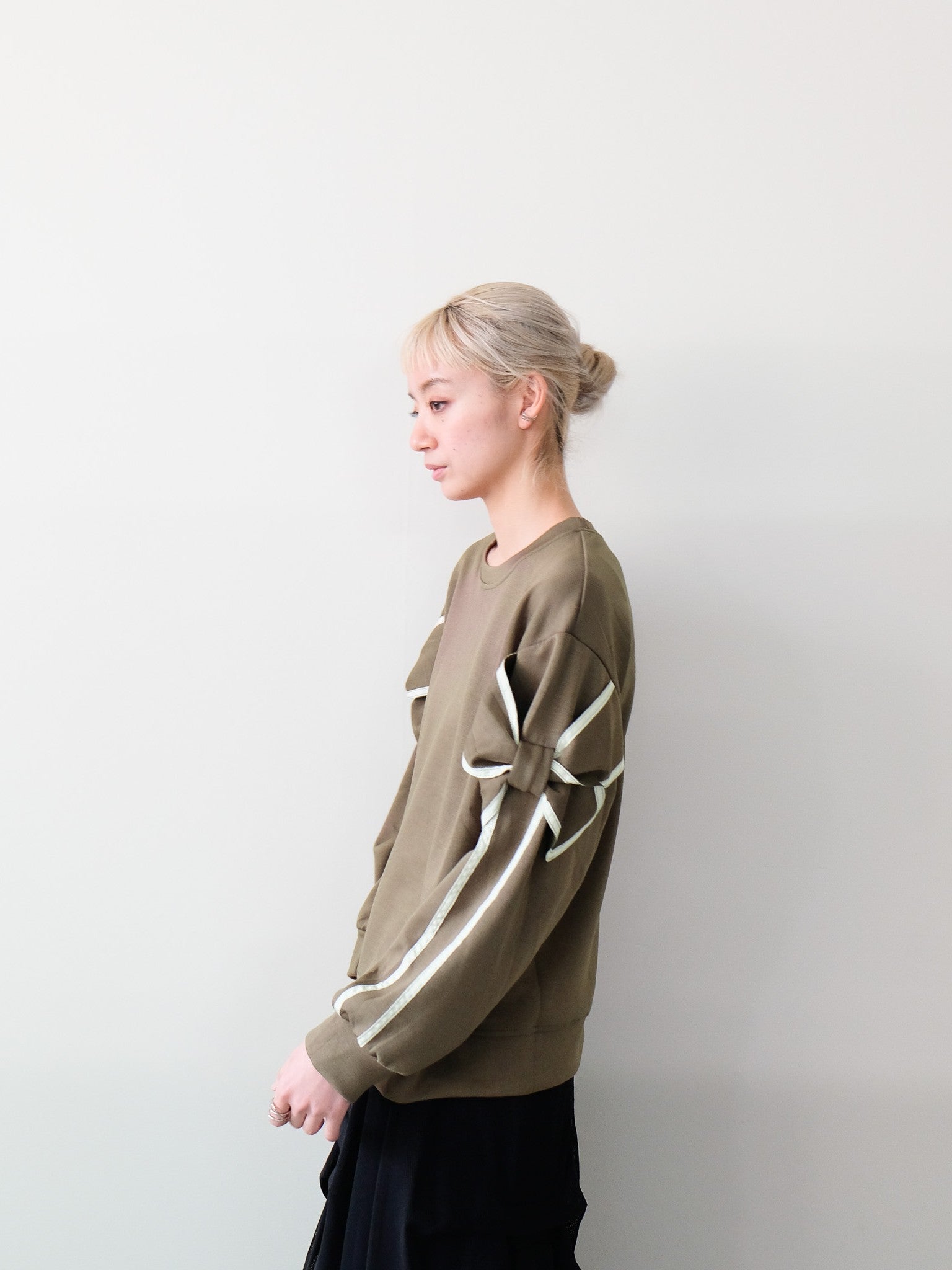 スリーブリボンステッチプルオーバー[601500]khaki