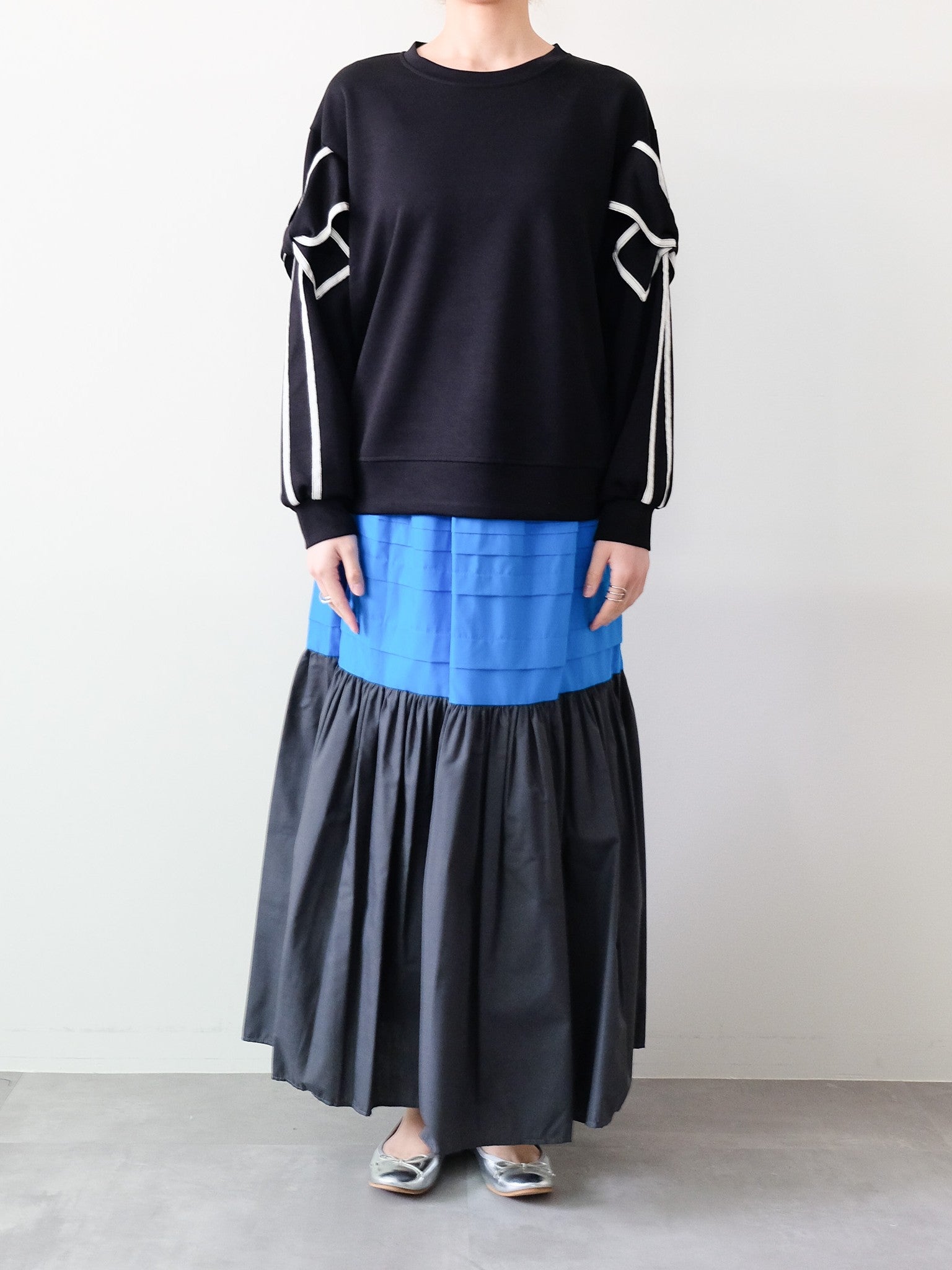 スリーブリボンステッチプルオーバー[601500]black