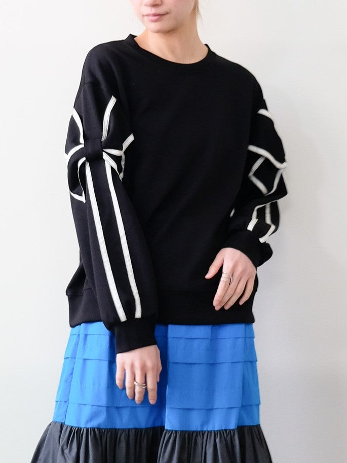 スリーブリボンステッチプルオーバー[601500]black