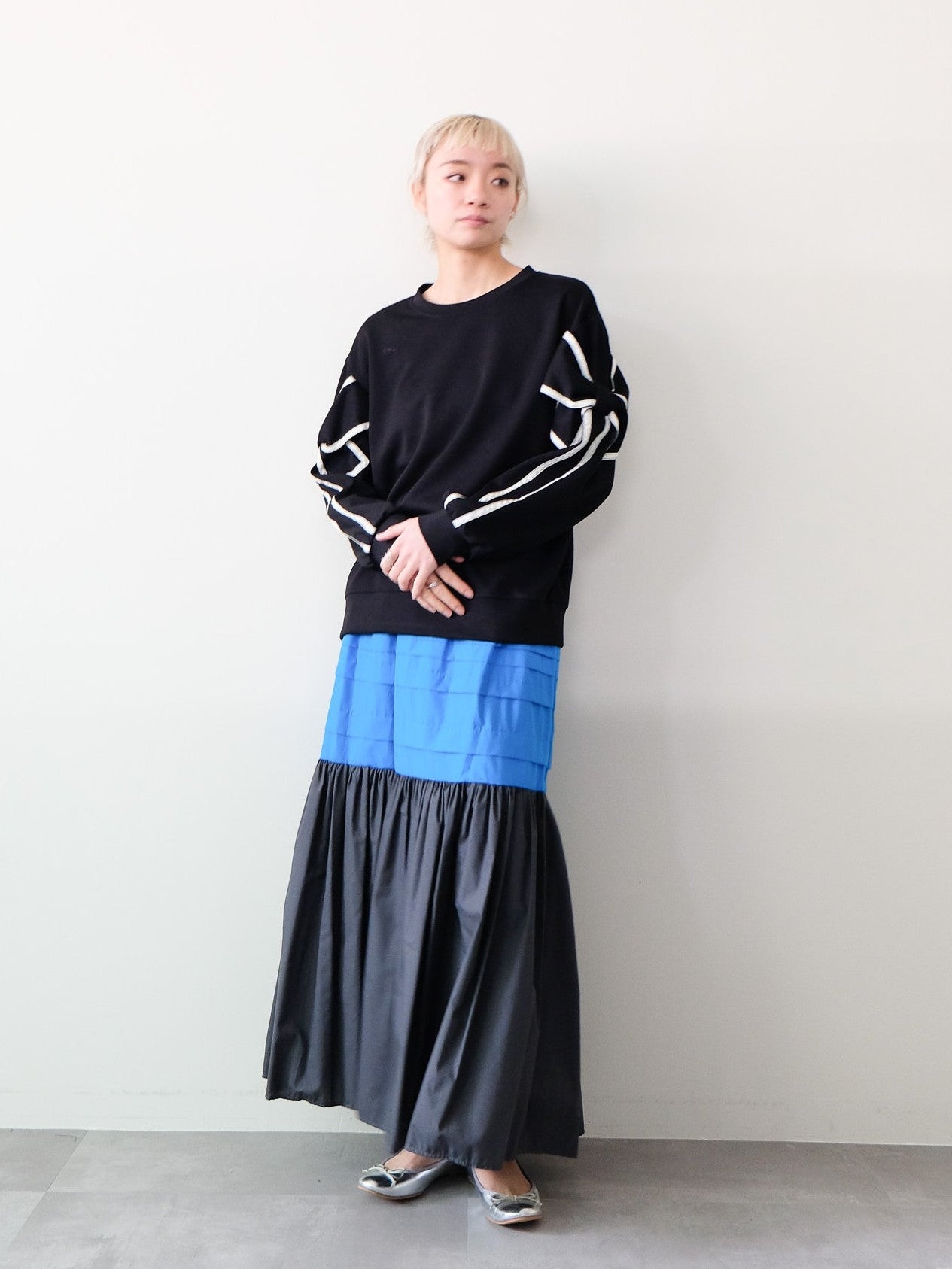 スリーブリボンステッチプルオーバー[601500]black