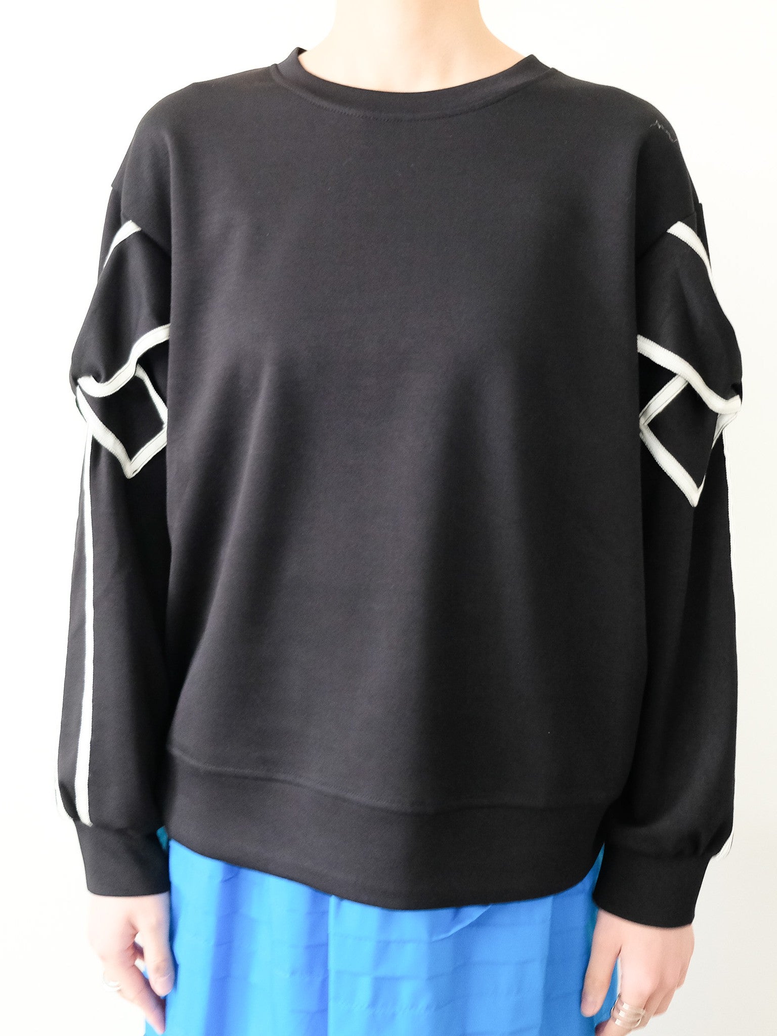 スリーブリボンステッチプルオーバー[601500]black