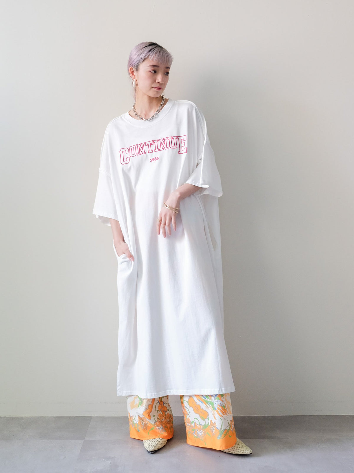 Logo Loose T-Shirt Dress(ロゴルーズTシャツワンピース)[601632]off