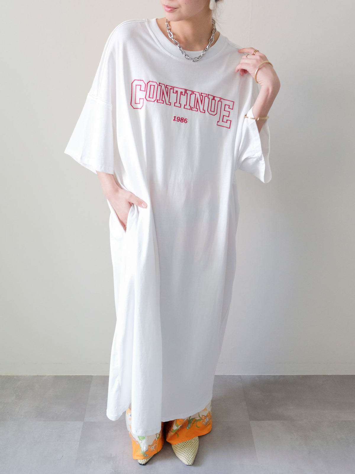 Logo Loose T-Shirt Dress(ロゴルーズTシャツワンピース)[601632]off