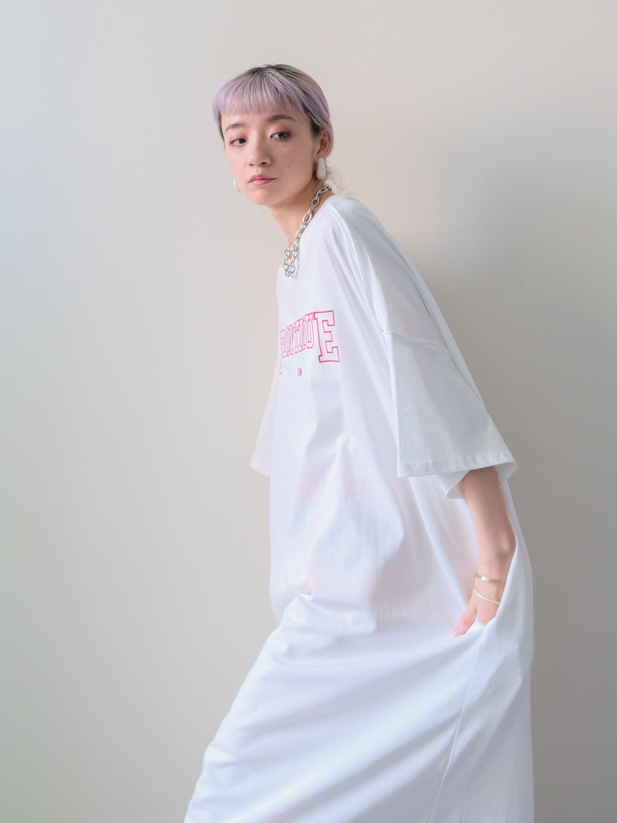 Logo Loose T-Shirt Dress(ロゴルーズTシャツワンピース)[601632]off