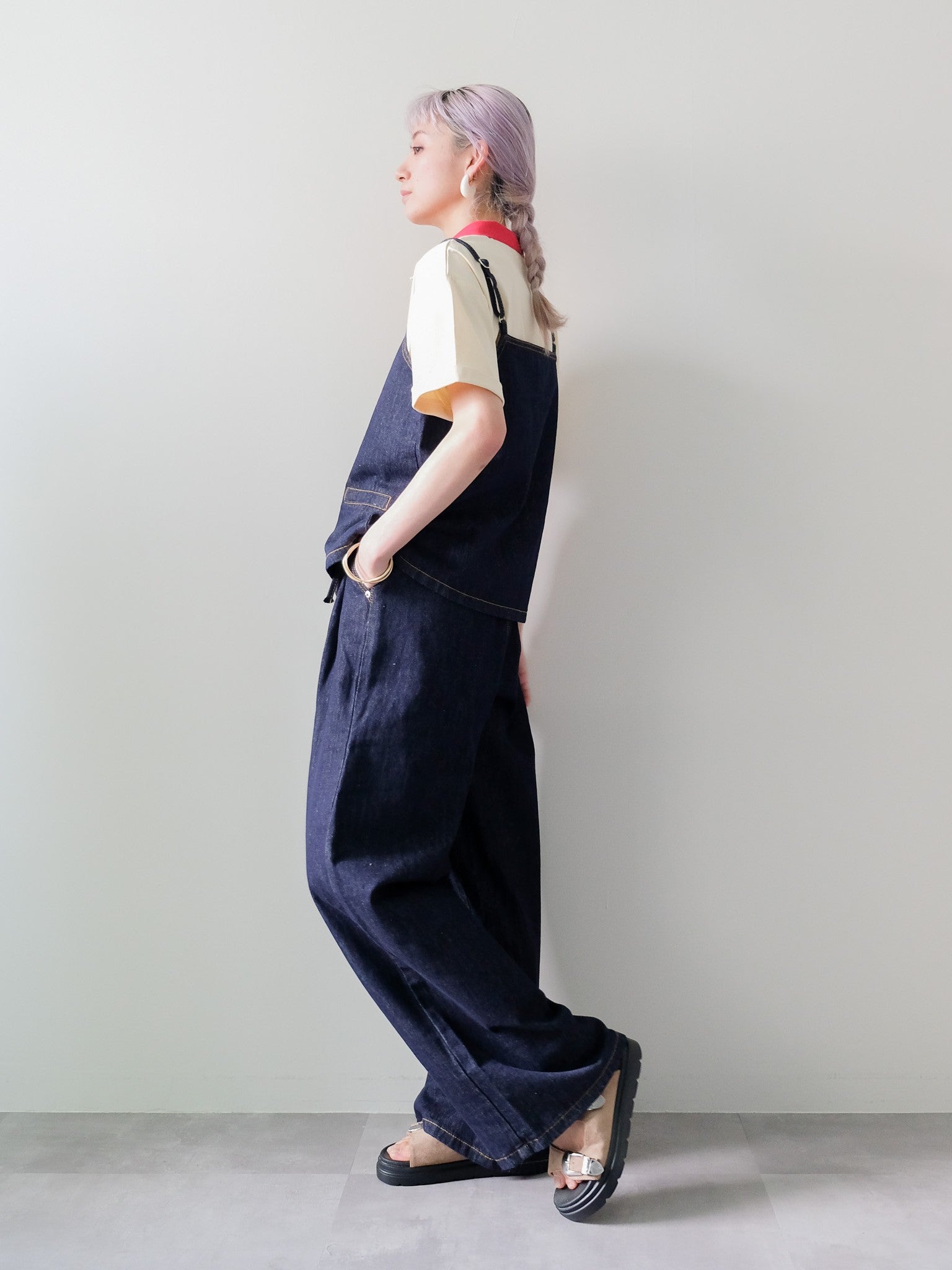 Contrast Polo Top(配色ポロトップス)[601576]yellow×red