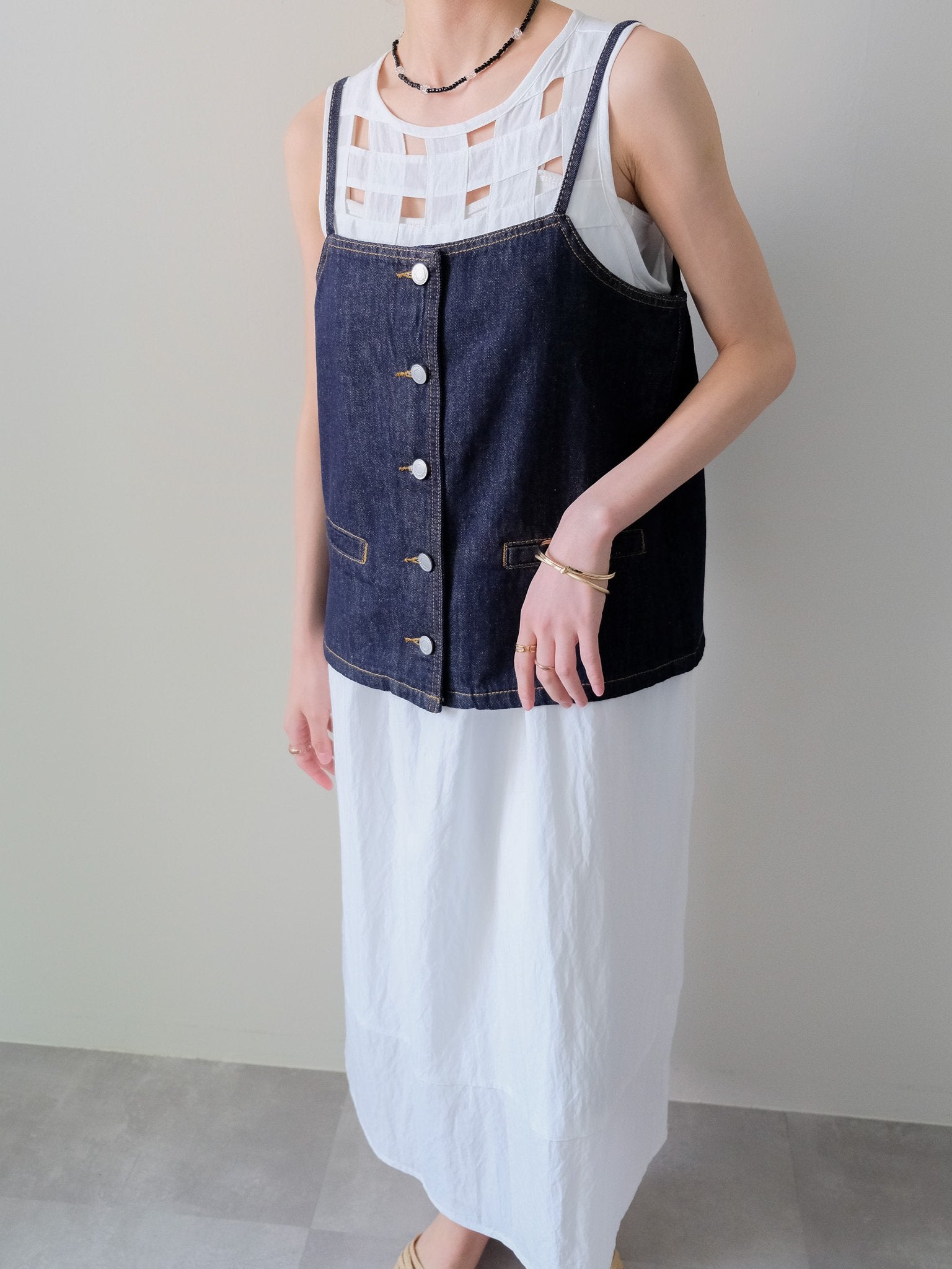 Cutwork Tuck Long Dress(カットワークタックロングワンピース)[601629]off