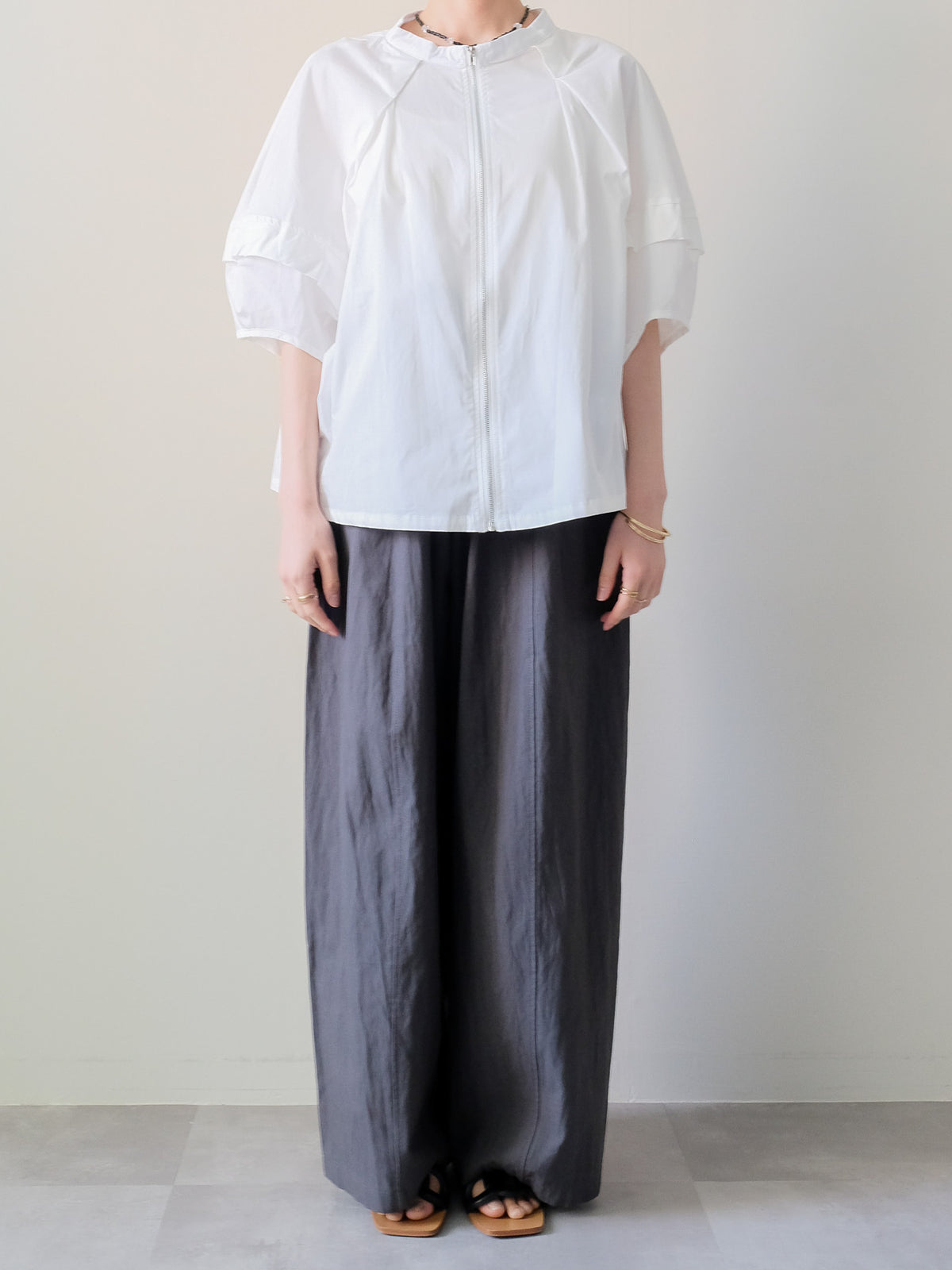Easy Tuck Wide Pants(イージータックワイドパンツ)[601615]charcoal