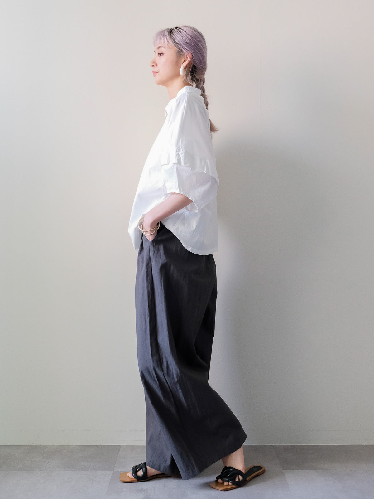 Easy Tuck Wide Pants(イージータックワイドパンツ)[601615]charcoal