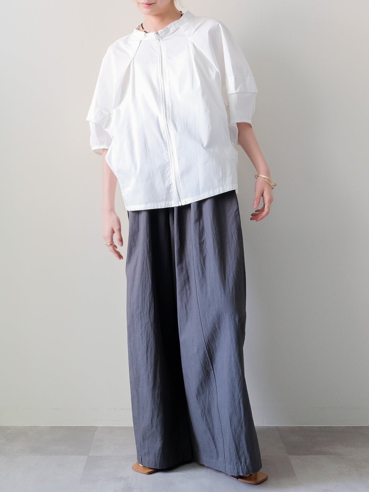 Easy Tuck Wide Pants(イージータックワイドパンツ)[601615]charcoal