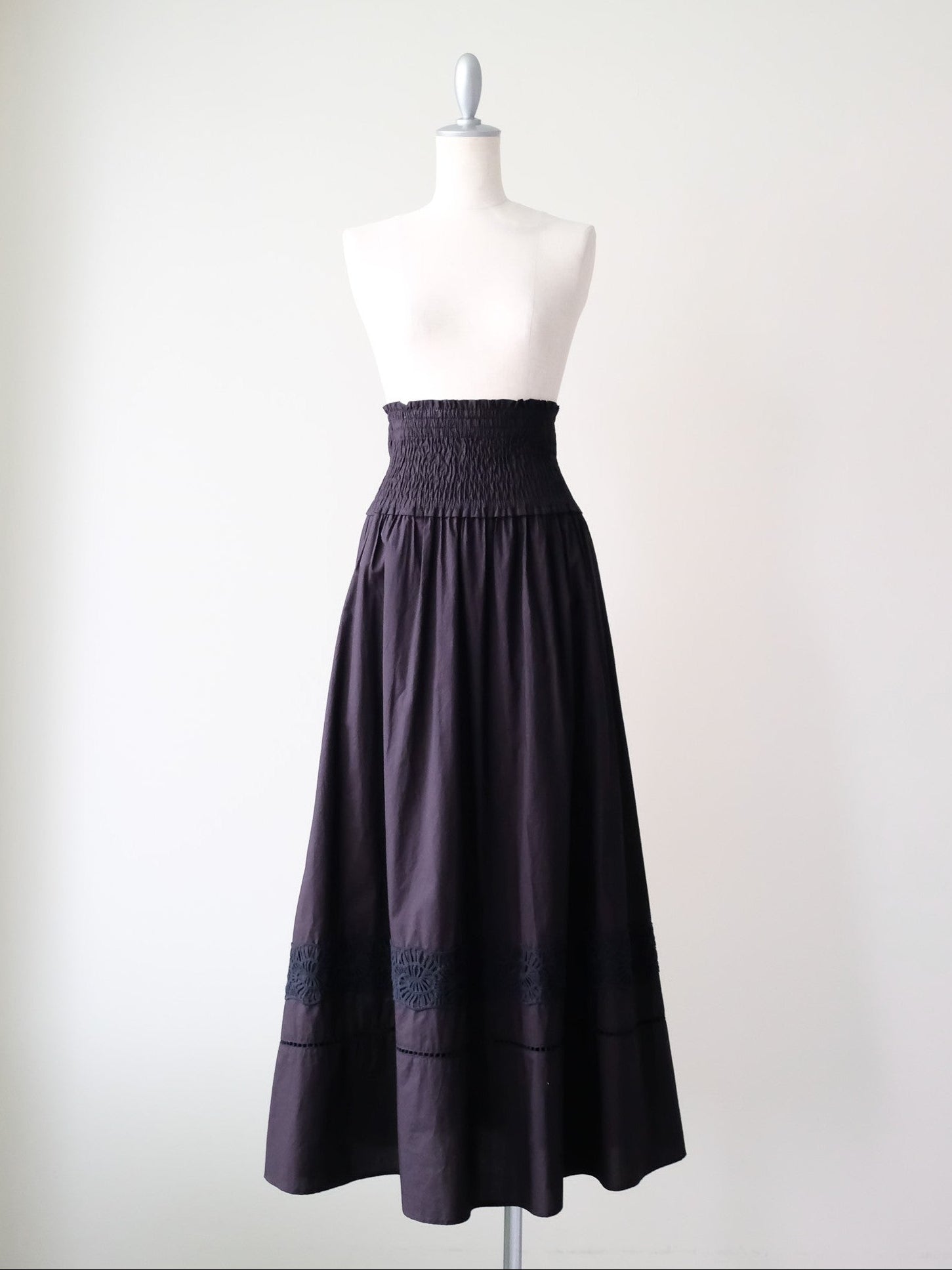Lace Shirring Skirt(レースシャーリングスカート)[601554]black