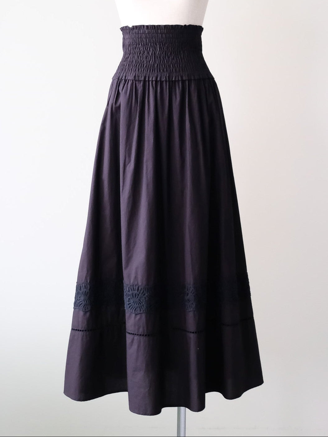 Lace Shirring Skirt(レースシャーリングスカート)[601554]black