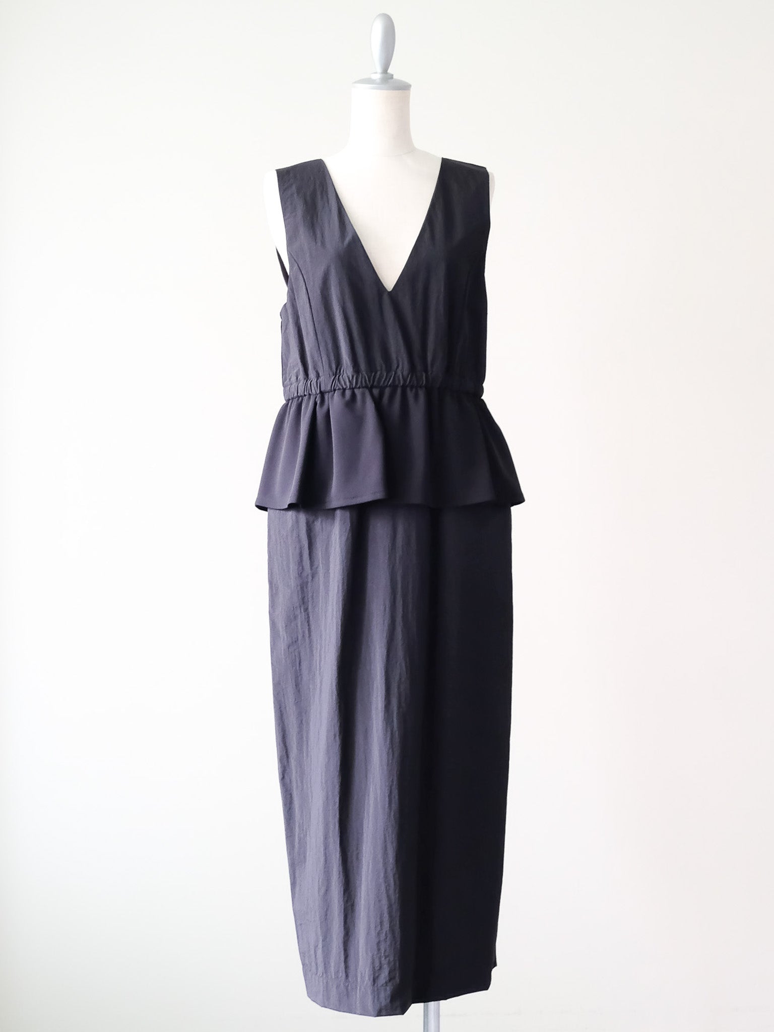 異素材ペプラムミリタリーライクワンピース[601454]black