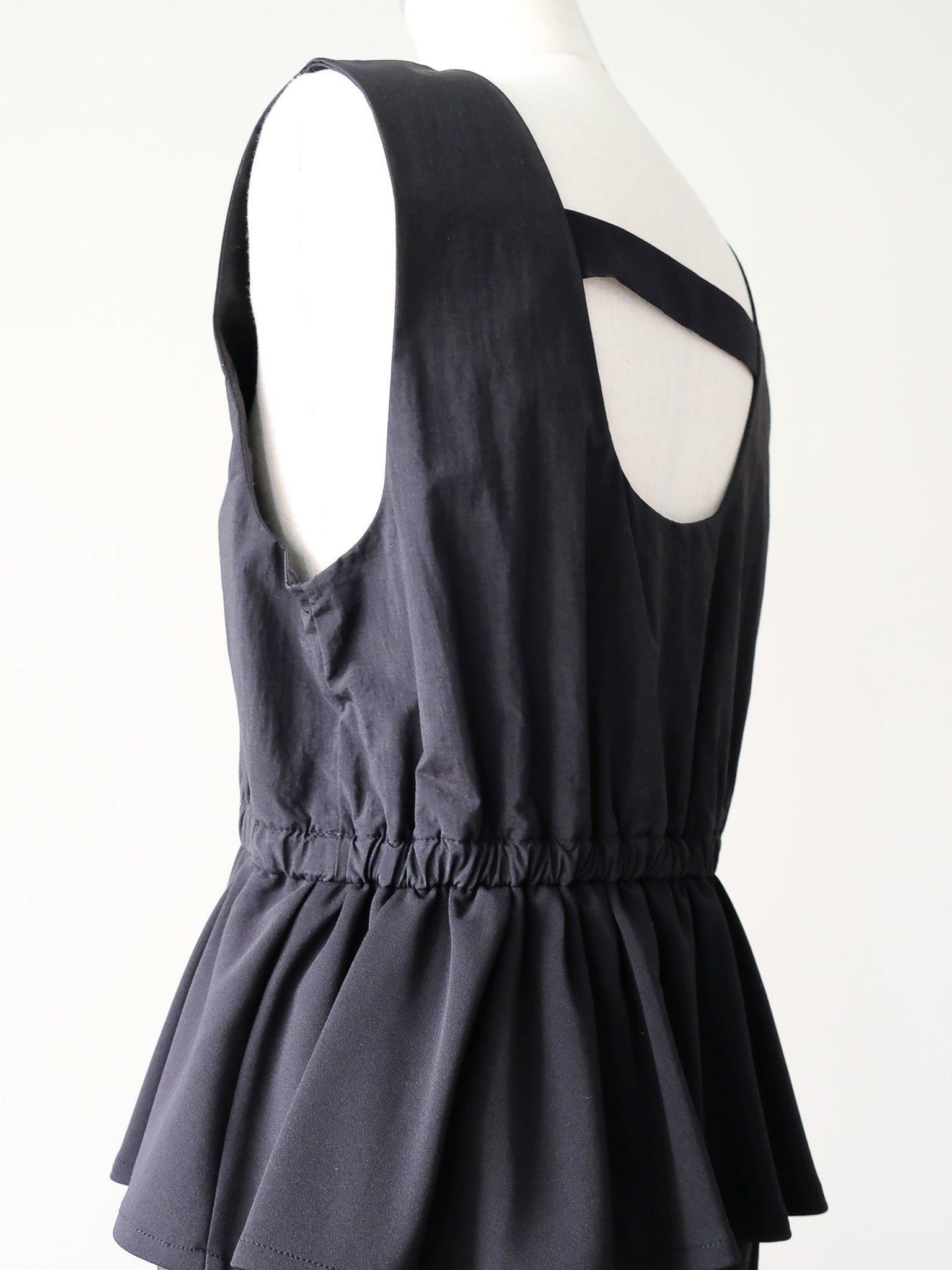 異素材ペプラムミリタリーライクワンピース[601454]black