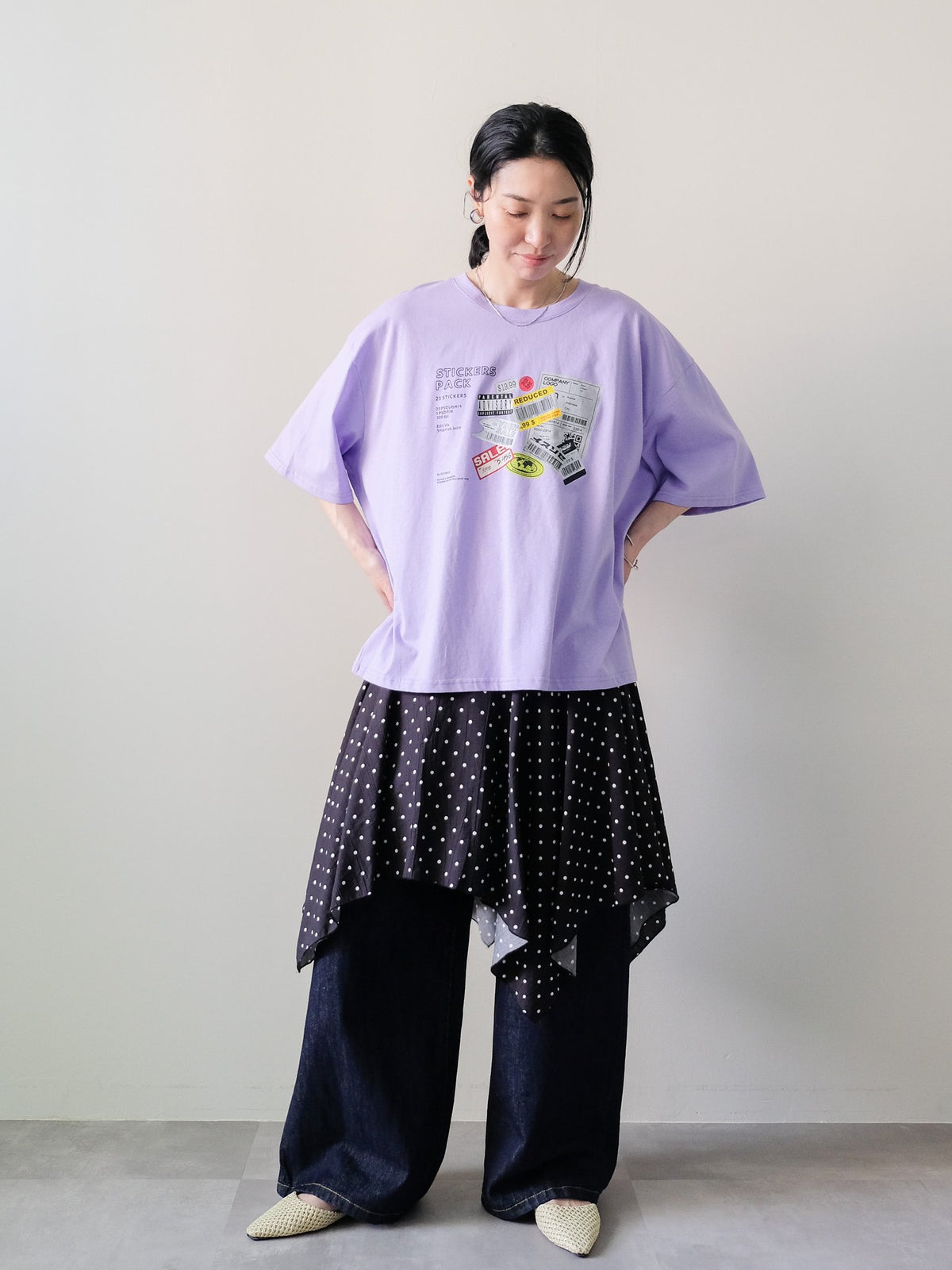 Sticker Graphic Oversized T-shirt(ステッカーグラフィックオーバーTシャツ)[601599]Purple