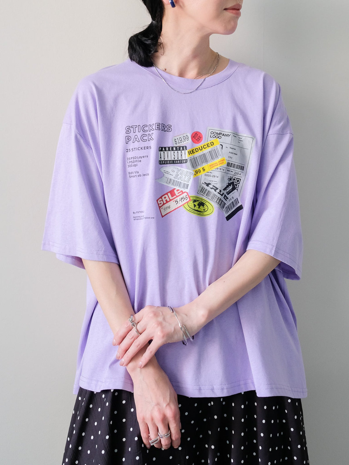 Sticker Graphic Oversized T-shirt(ステッカーグラフィックオーバーTシャツ)[601599]Purple