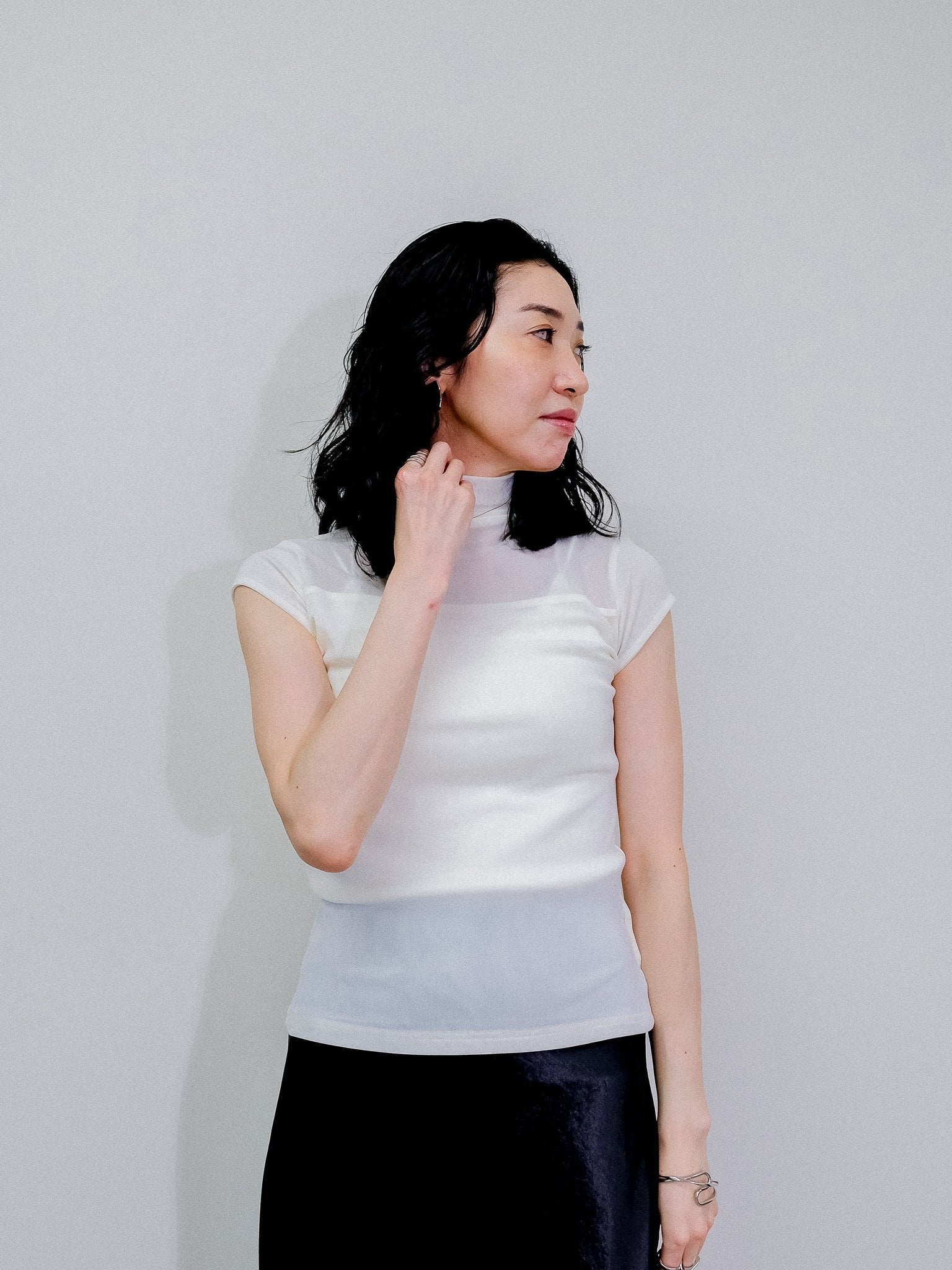 Sheer High Neck Top [603399] off(01)