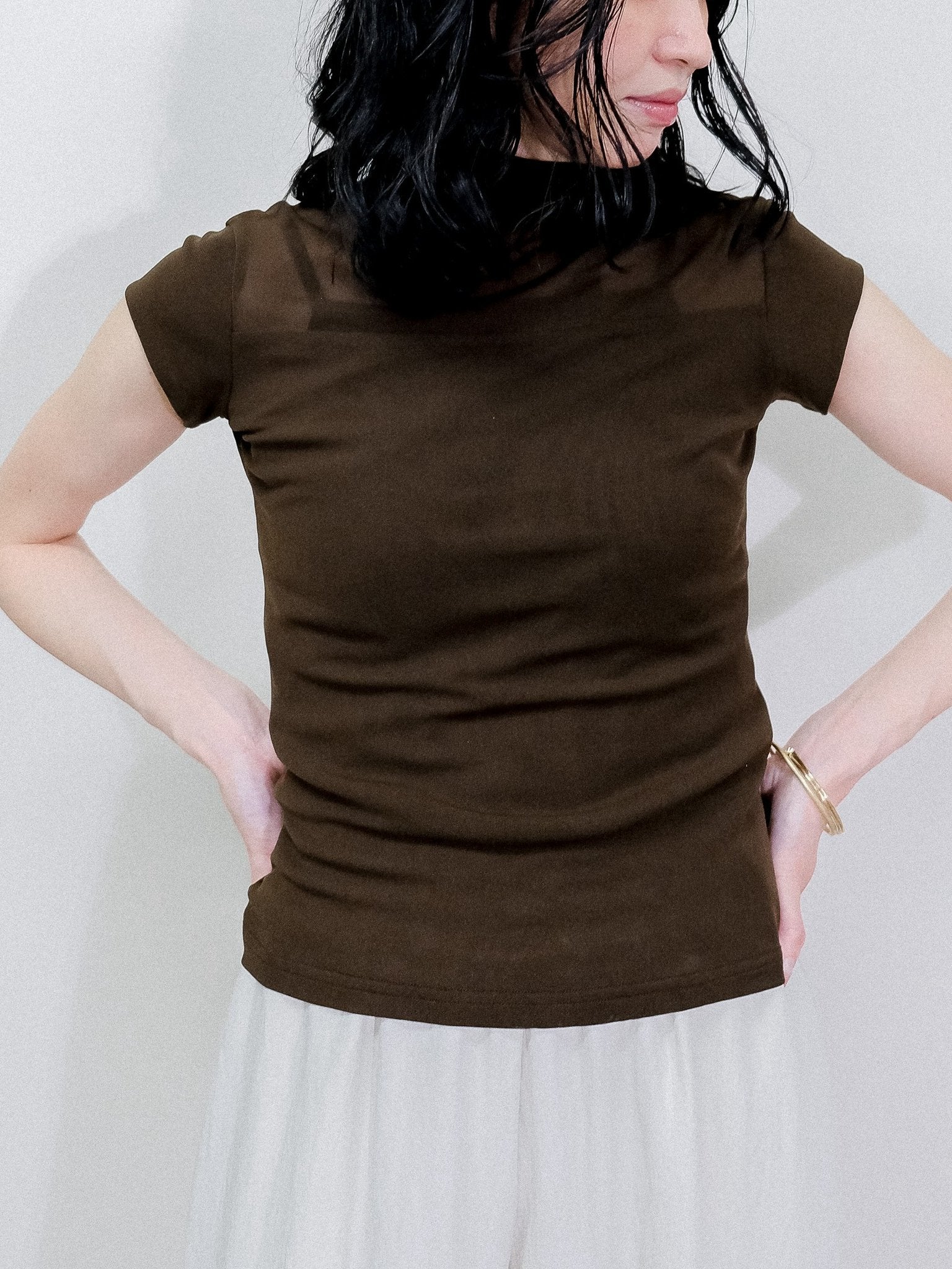 Sheer High Neck Top [603399] brown(60)