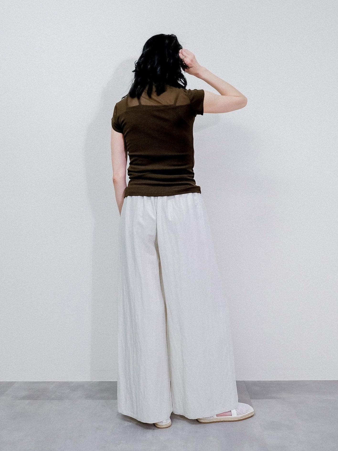 Sheer High Neck Top [603399] brown(60)