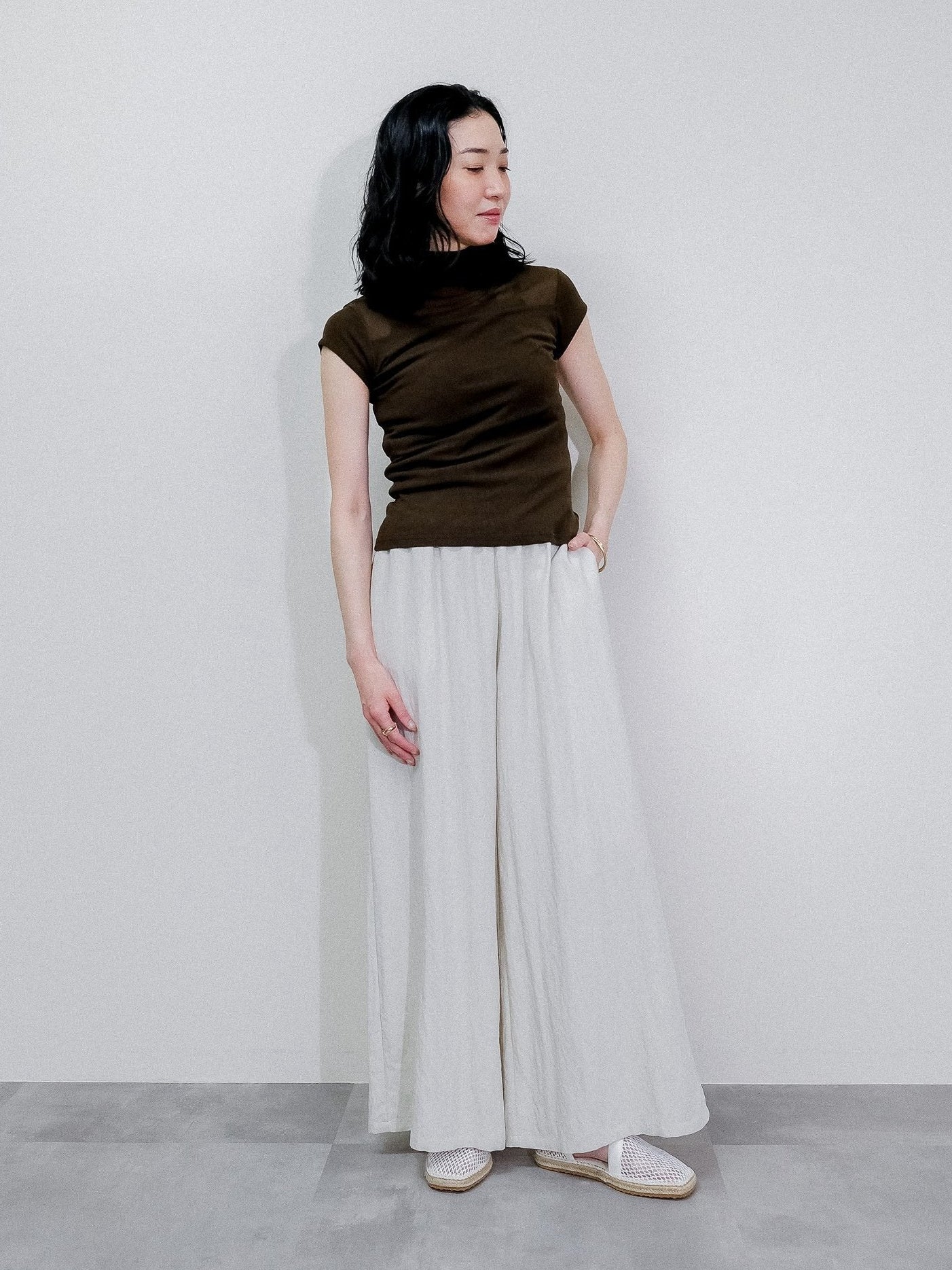 Sheer High Neck Top [603399] brown(60)