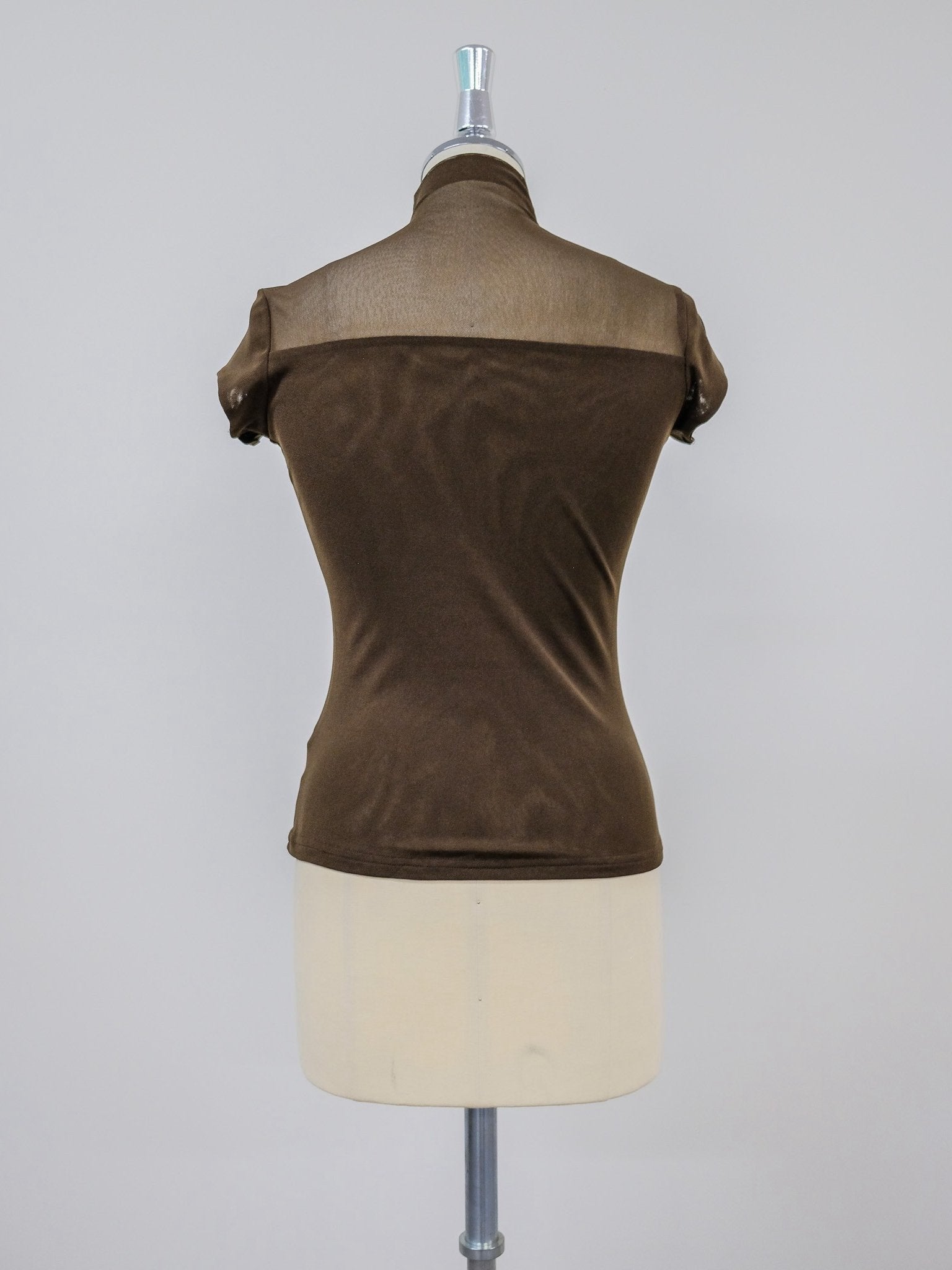 Sheer High Neck Top [603399] brown(60)