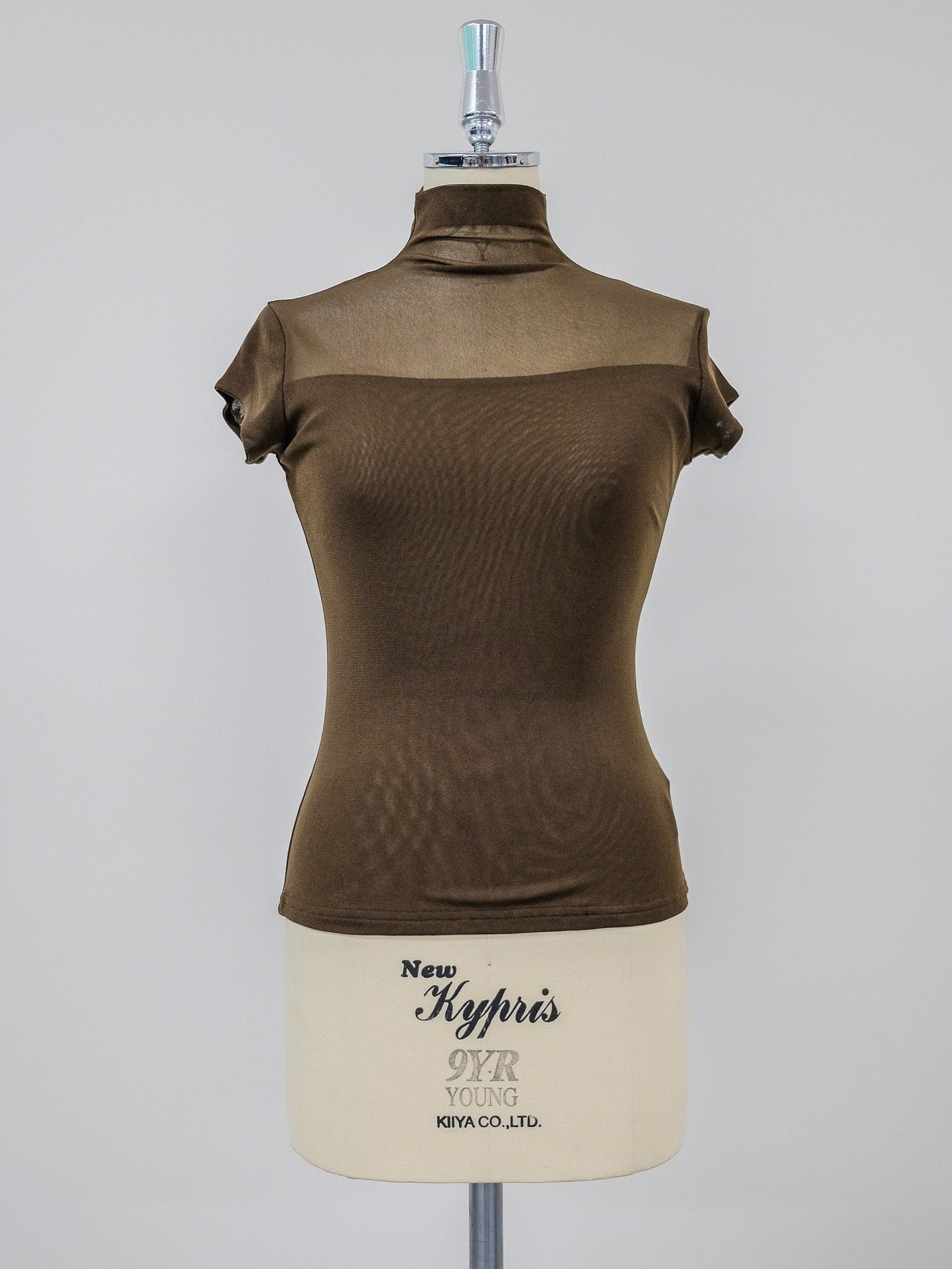 Sheer High Neck Top [603399] brown(60)