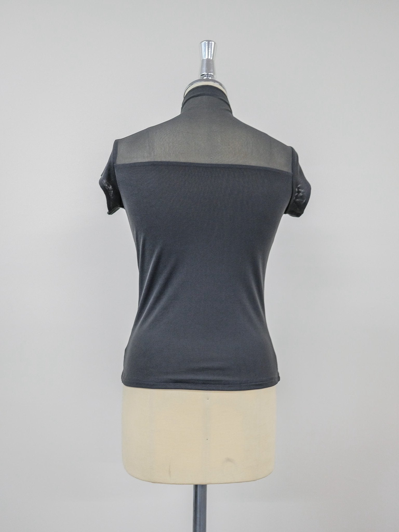 Sheer High Neck Top [603399] khaki(35)