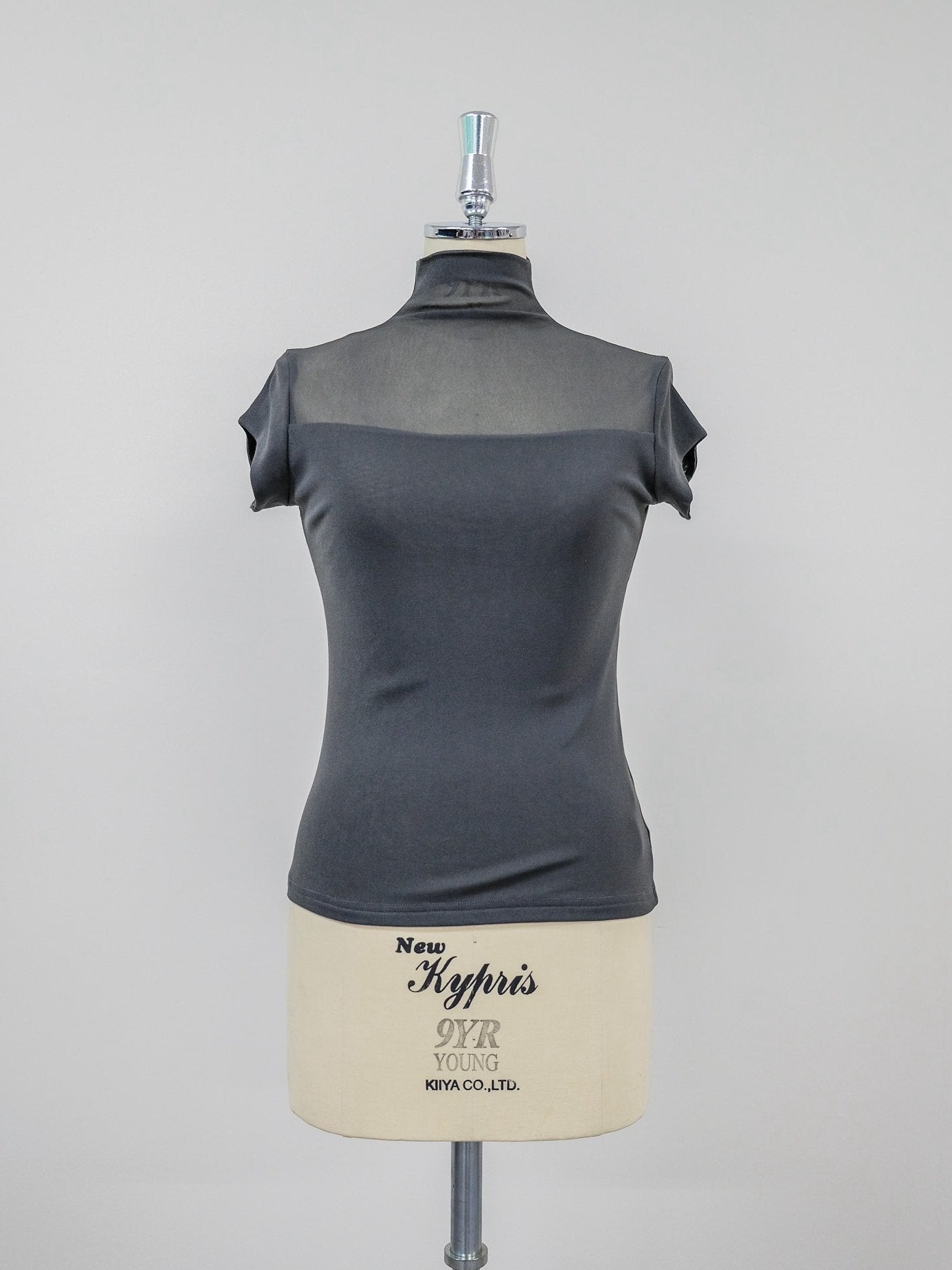 Sheer High Neck Top [603399] khaki(35)
