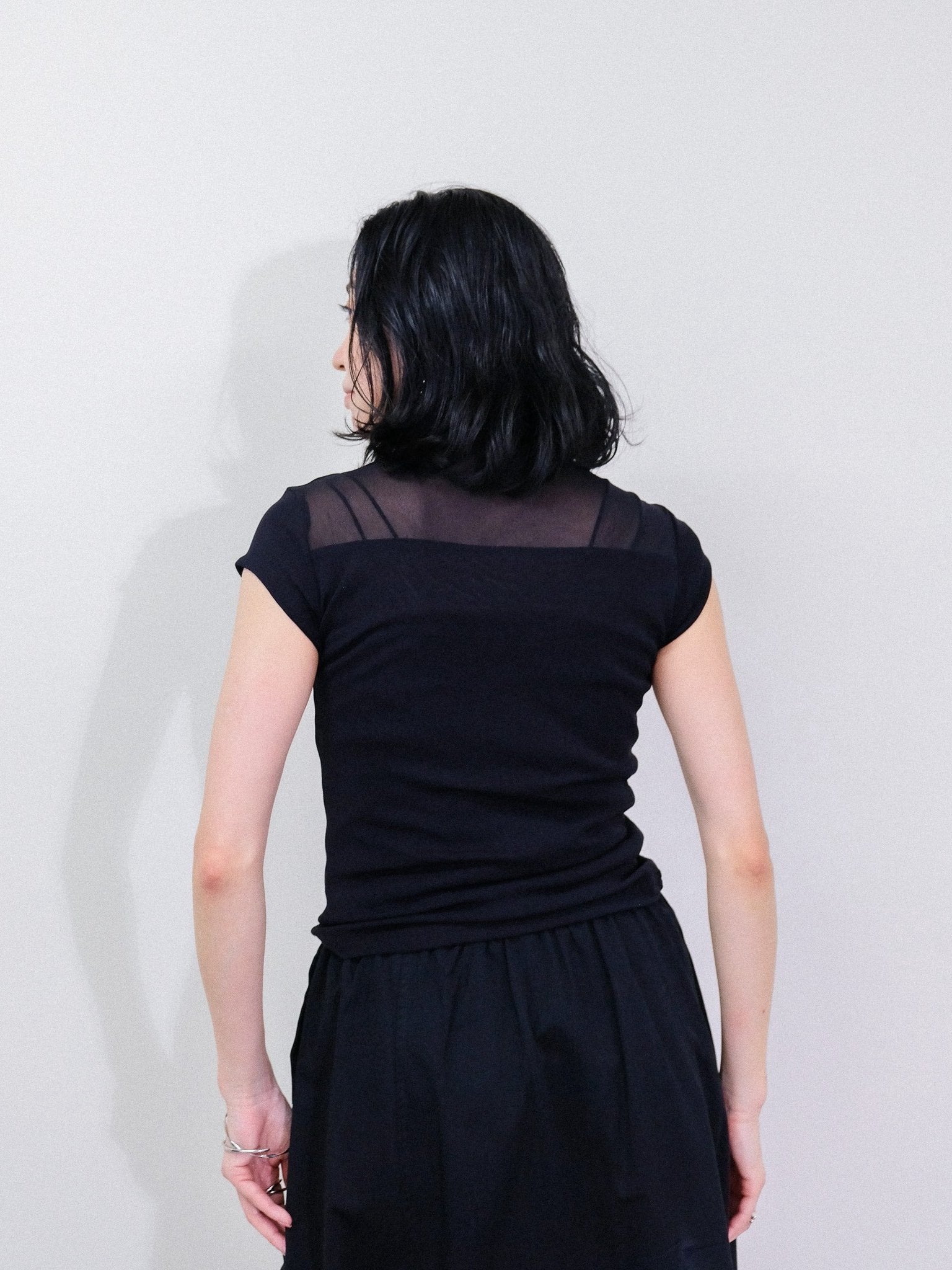 Sheer High Neck Top [603399] black(99)