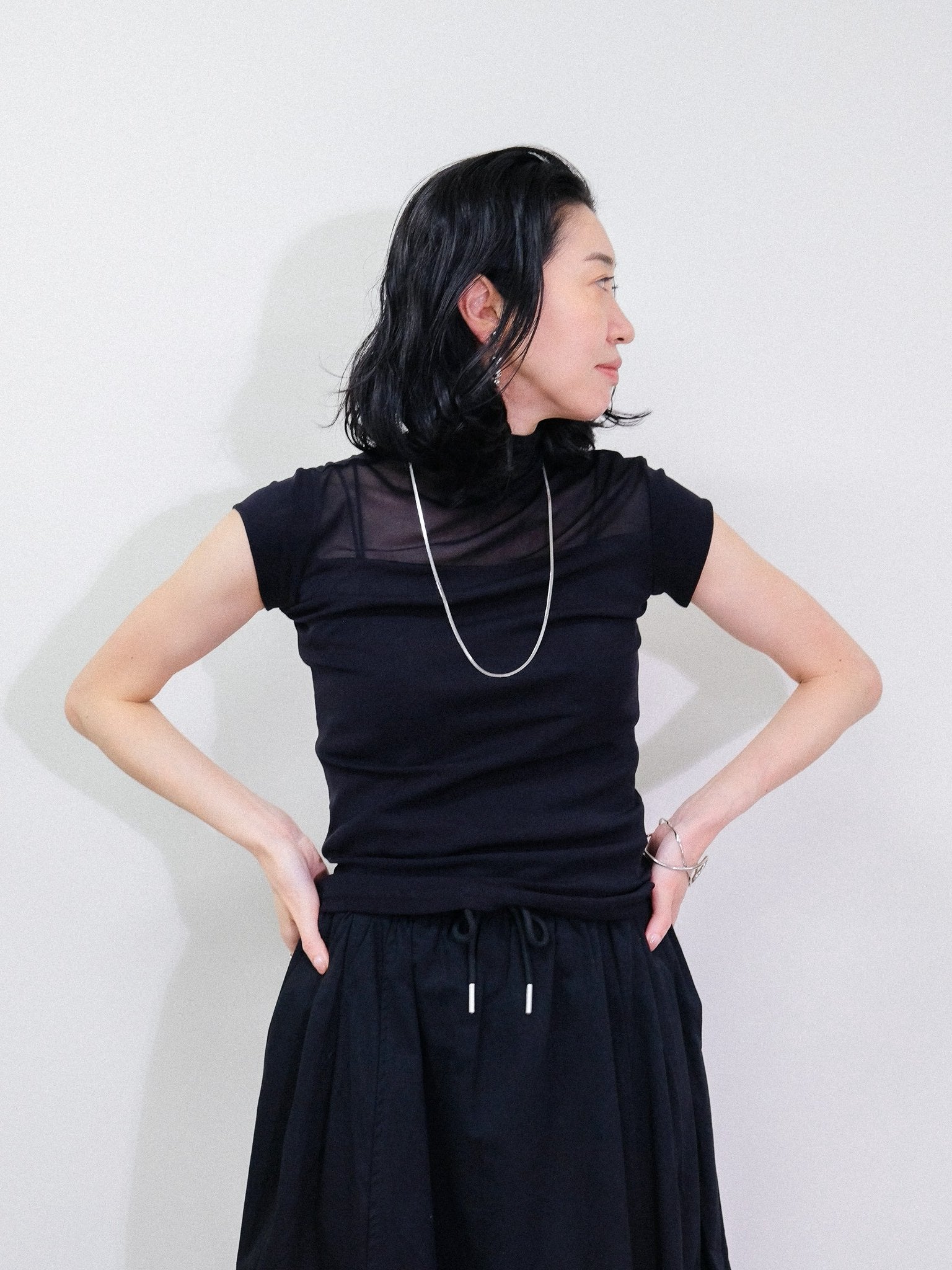 Sheer High Neck Top [603399] black(99)