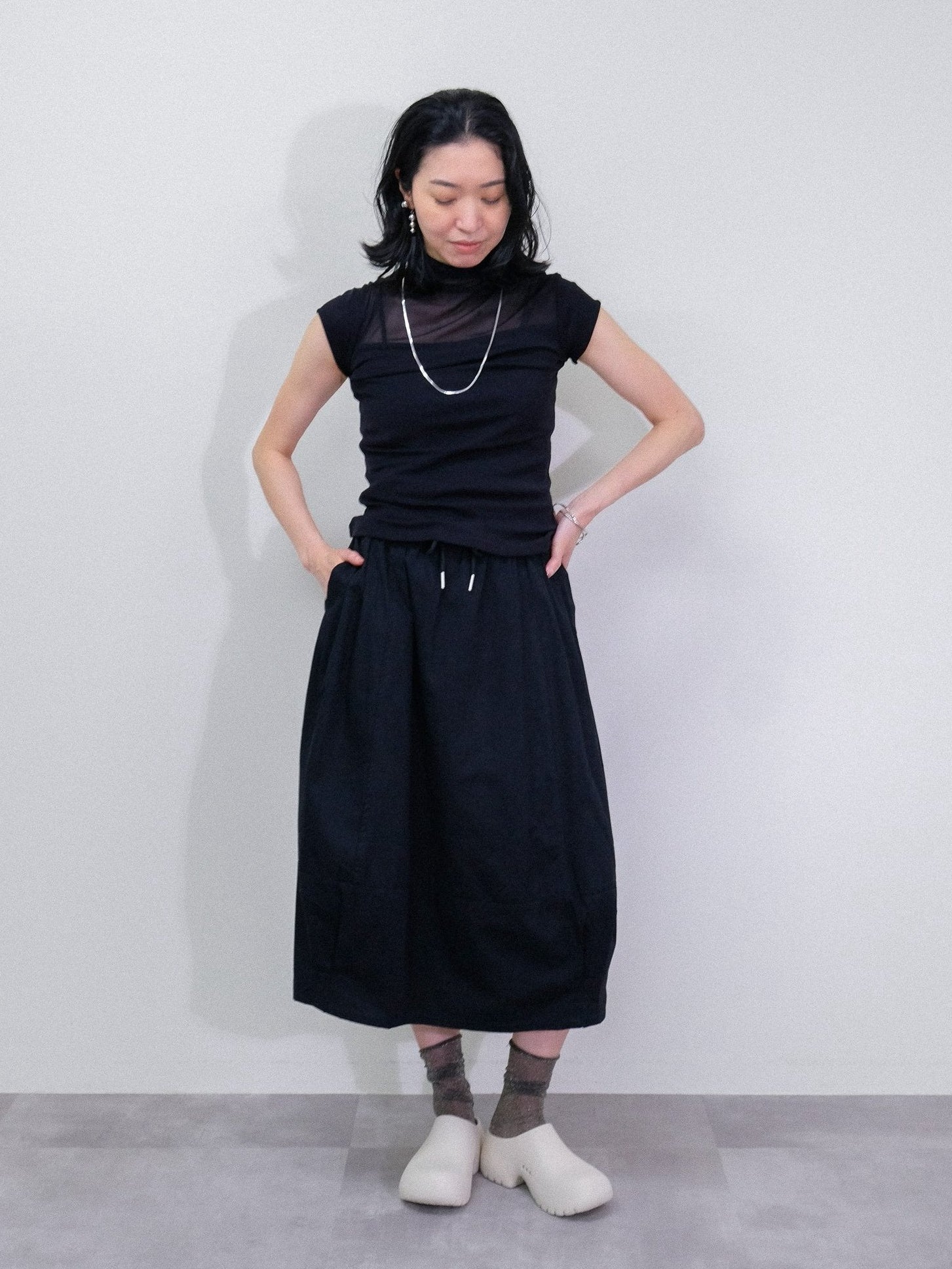 Sheer High Neck Top [603399] black(99)